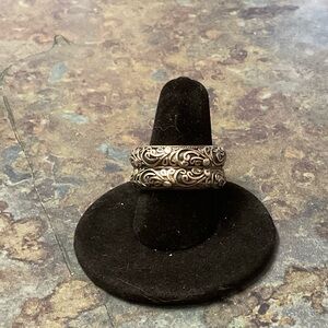 Intricate Filigree Sterling Silver Women's Band Ring - Ornate Scroll Design